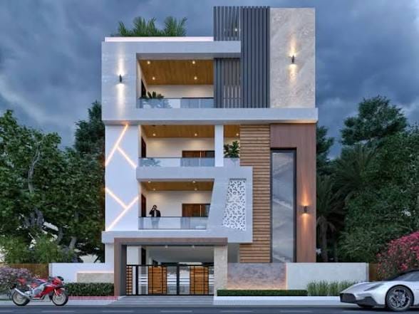 Ultra-Luxury 3-Storey Contemporary Villa - 3D elevation design by H2 Construction Kallakurichi